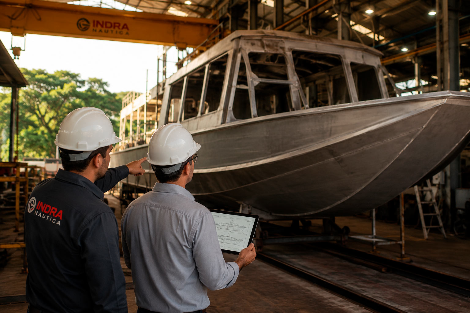 a Indra Náutica atua no desenvolvimento de embarcações, integração de sistemas de propulsão e fornecimento de soluções para o setor naval brasileiro.